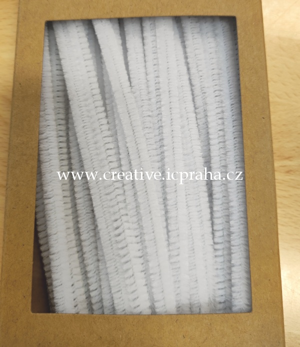 chlupaté barevné drátky - 30cm bílé